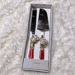 Tiramisu Red Jewel Stone Encrusted 2-Piece Serving Piece Set